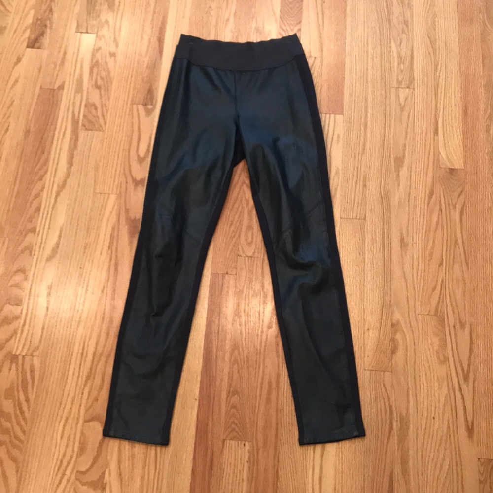 PAIGE Navy Leather Skinnies- Med
